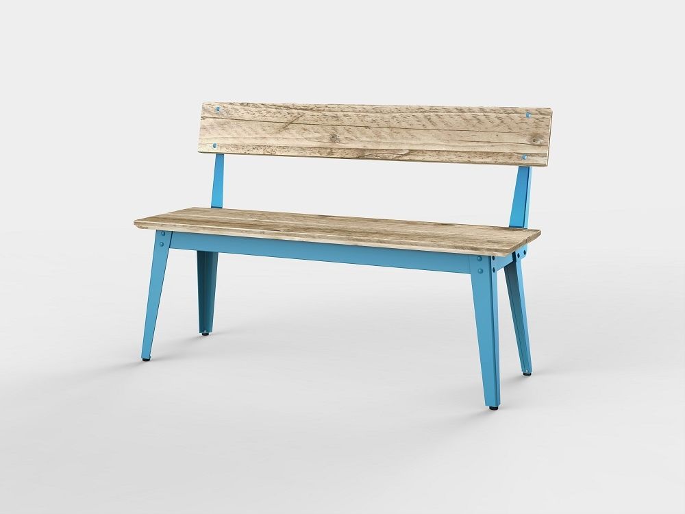 6Grad Outdoorbank mit Rückenlehne 185 cm Jan Cray Lichtblau Bauholz roh
