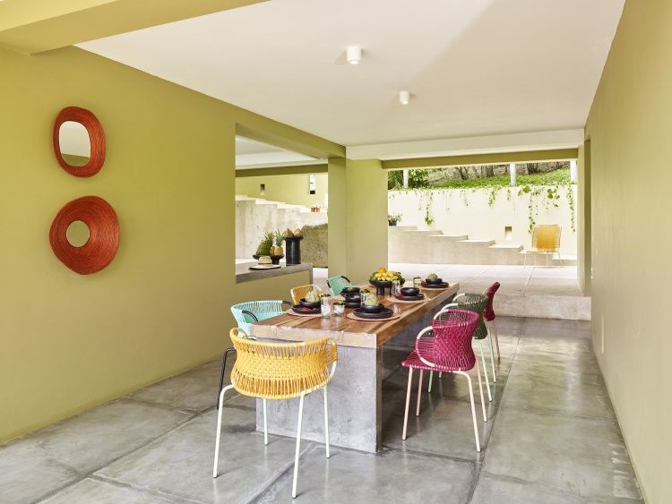 Cielo Stacking Armchair Stapelbarer Armlehnstuhl Outdoor ames  Olive grün - Pastell grün