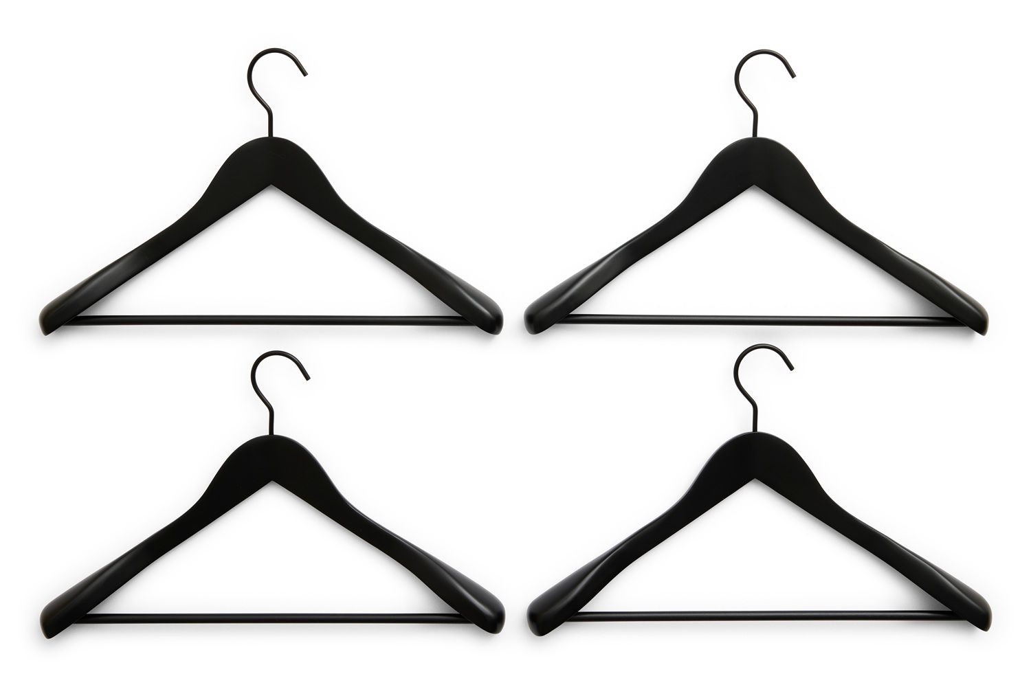 Smooth Coat Hanger with Bar Wide Kleiderbügel 4er-Set Hay