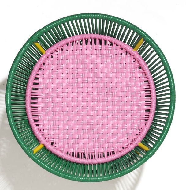 Caribe Basket Table Tisch Outdoor ames Smaragdgrün / Kaugummirosa / Currygelb