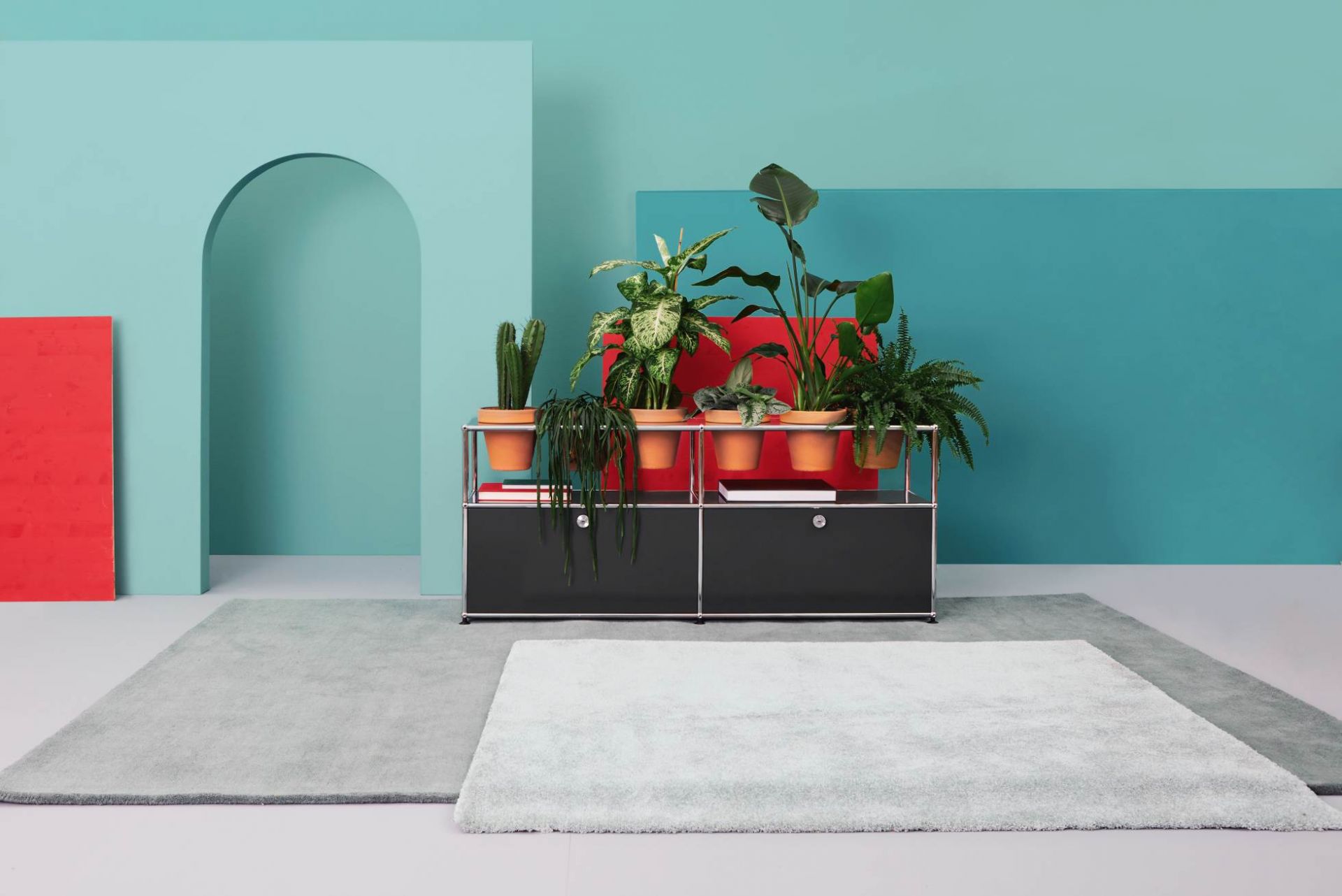 Pflanzenwelten Sideboard Konfiguration 2 USM Haller Stahlblau