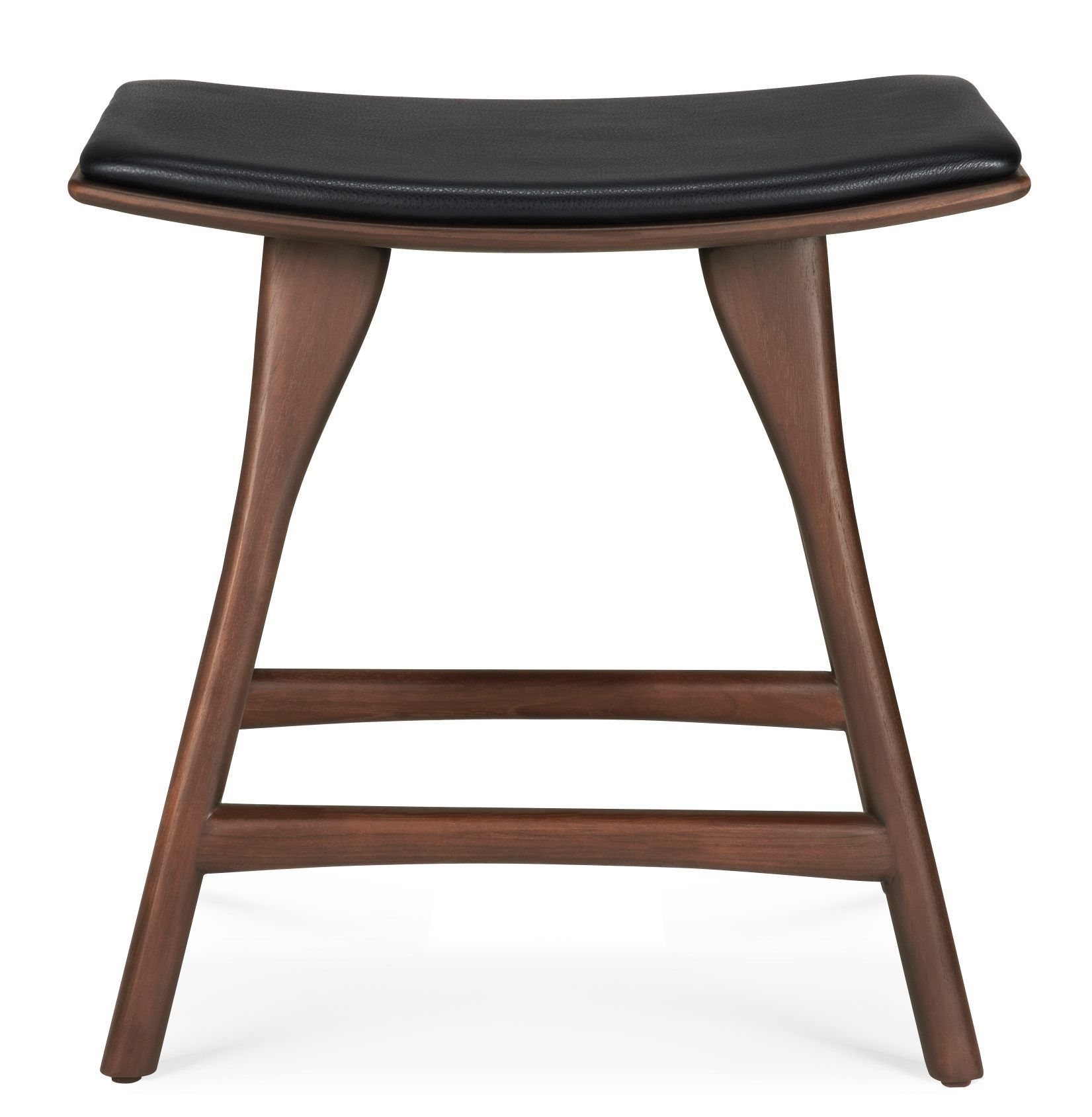 Osso Hocker mit schwarzem Lederpolster von Ethnicraft: Moderner Holzhocker für Esszimmer und Wohnbereich.