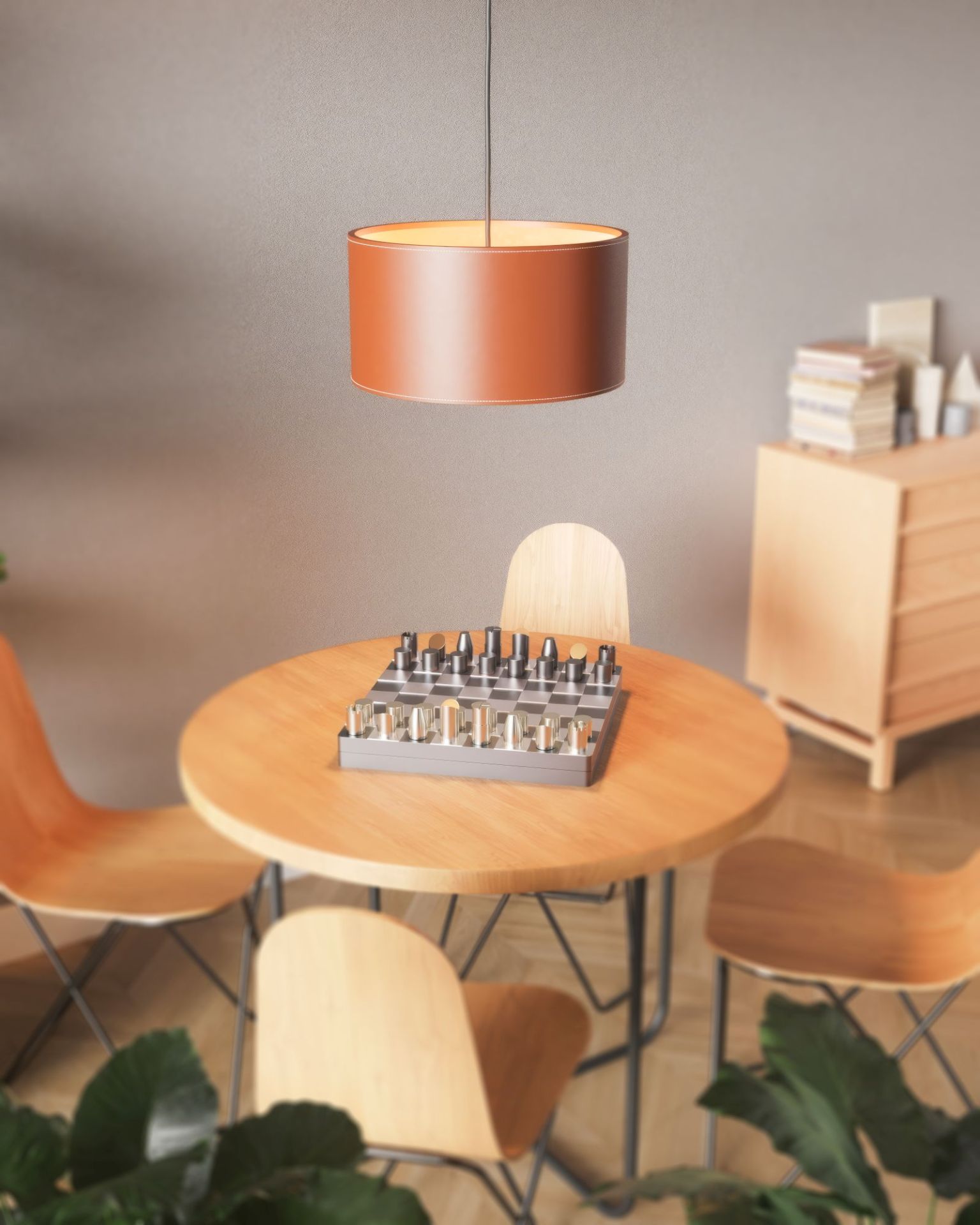 Zylinder Leder Pendelleuchte Ø50cm Ozeanblau Cuero