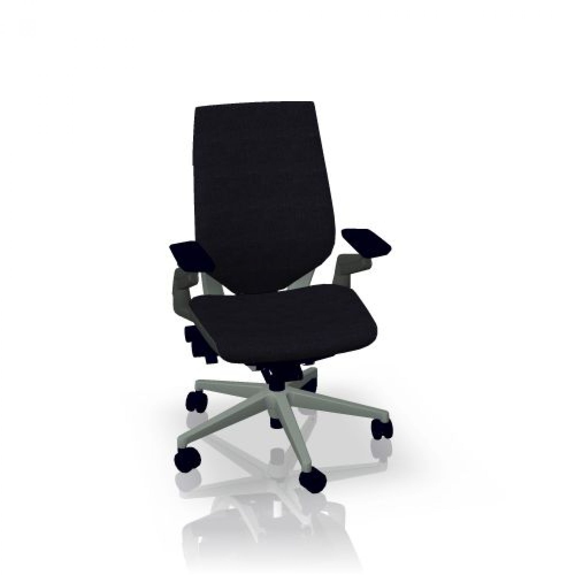 Schwarzer Steelcase Gesture Drehstuhl mit Stoffbezug, ergonomischer Bürostuhl für komfortables Sitzen im Büro.
