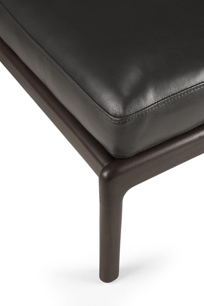 Jack Fußhocker Mahagoni Ethnicraft Dunkelbraun / Leder schwarz