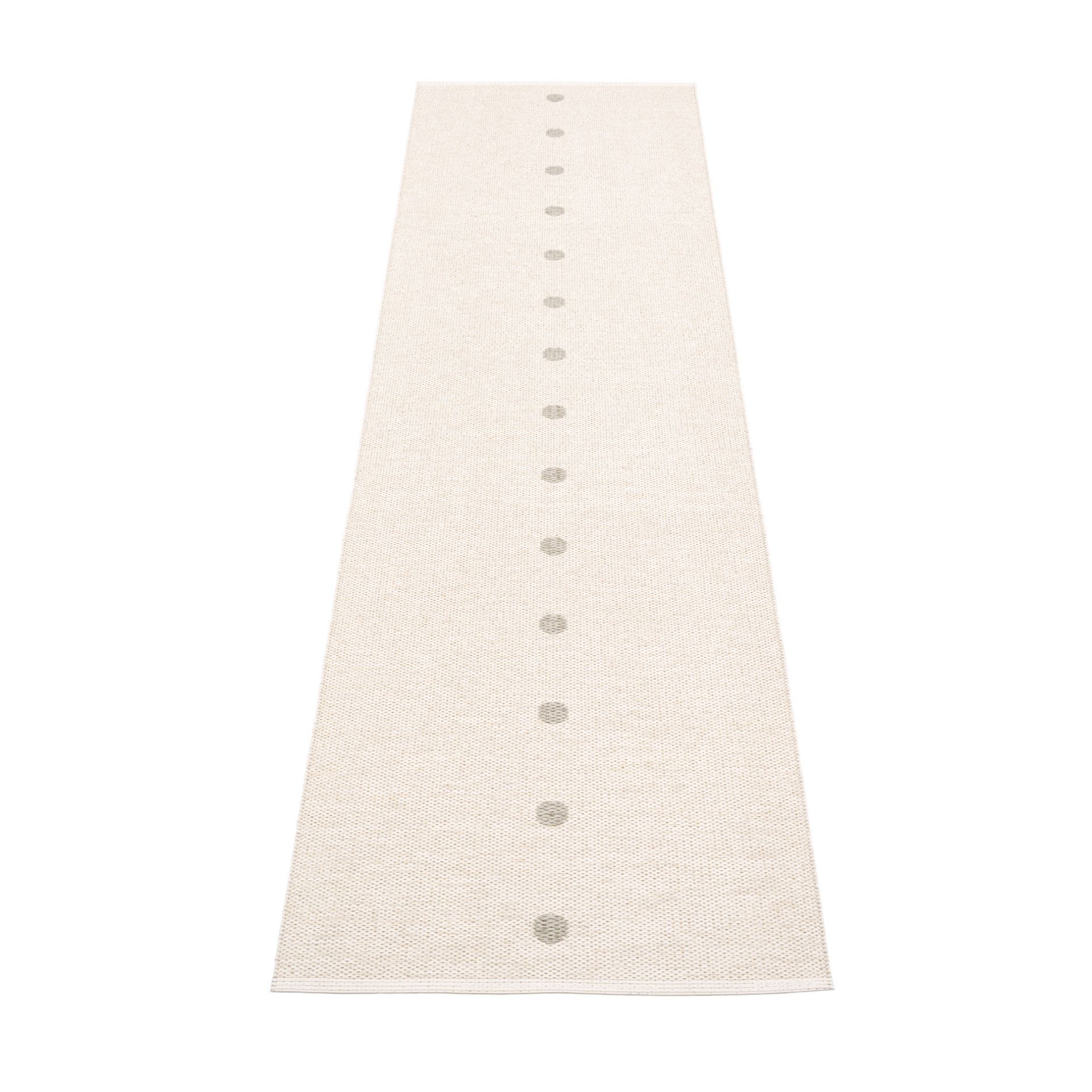 Peg Kunststoffteppich 70x280 cm Pappelina Leinen Beiger Kunststoffteppich von Pappelina, Modell Peg, mit grauen Punkten, Größe 70x280 cm.