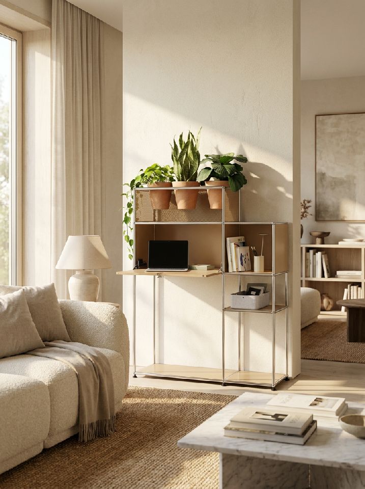 Home Office mit Pflanzenelement USM Haller