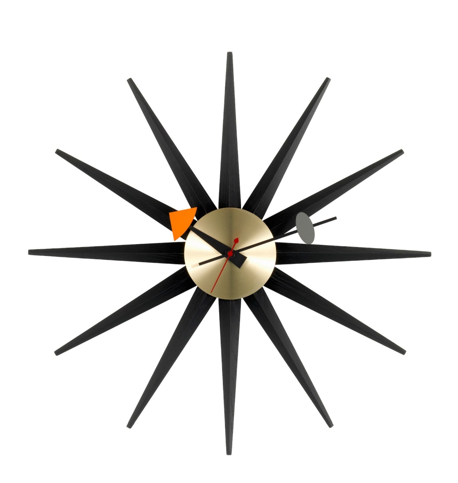 Sunburst Clock Uhr - schwarz / messing Wanduhr Vitra