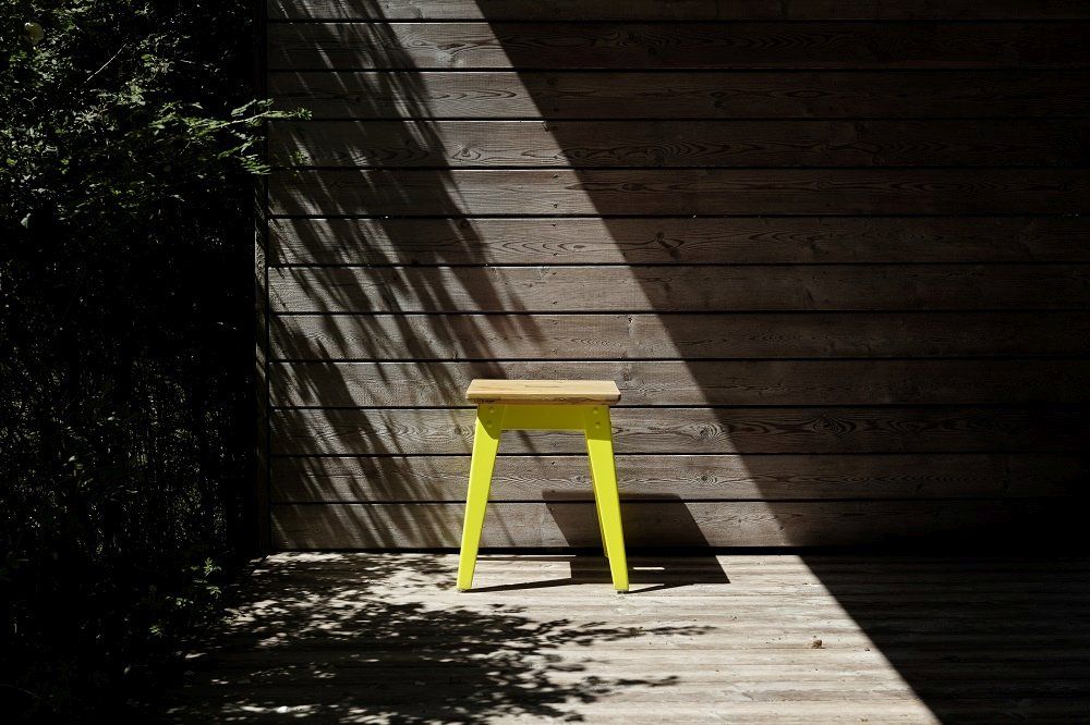 6Grad Outdoorhocker Jan Cray Lichtblau Bauholz roh