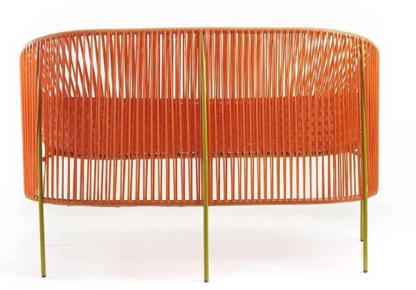 Caribe 2-Sitzer Bank Outdoor ames Orange / Kaugummirosa / Currygelb