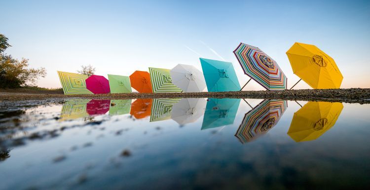 Klassikerschirm / Sonnenschirm Multicolor / Flaschenzug & Knick Weishäupl 