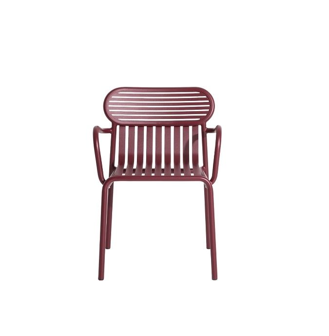 Week-End Garden Armlehnenstuhl von Petite Friture in Burgundy, moderner Outdoor Stuhl aus Metall.