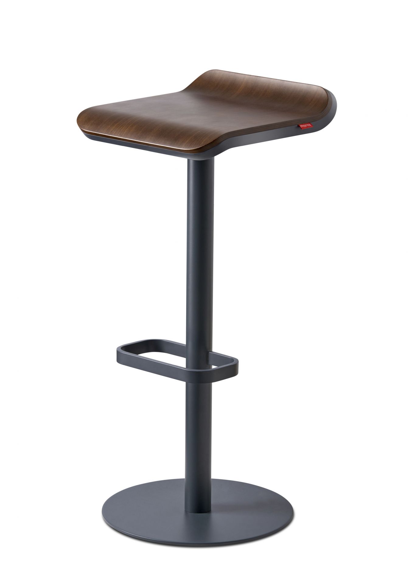 Moree ED Barhocker in Anthrazit und Walnuss, moderner Hocker mit Fußstütze für Küche und Bar.