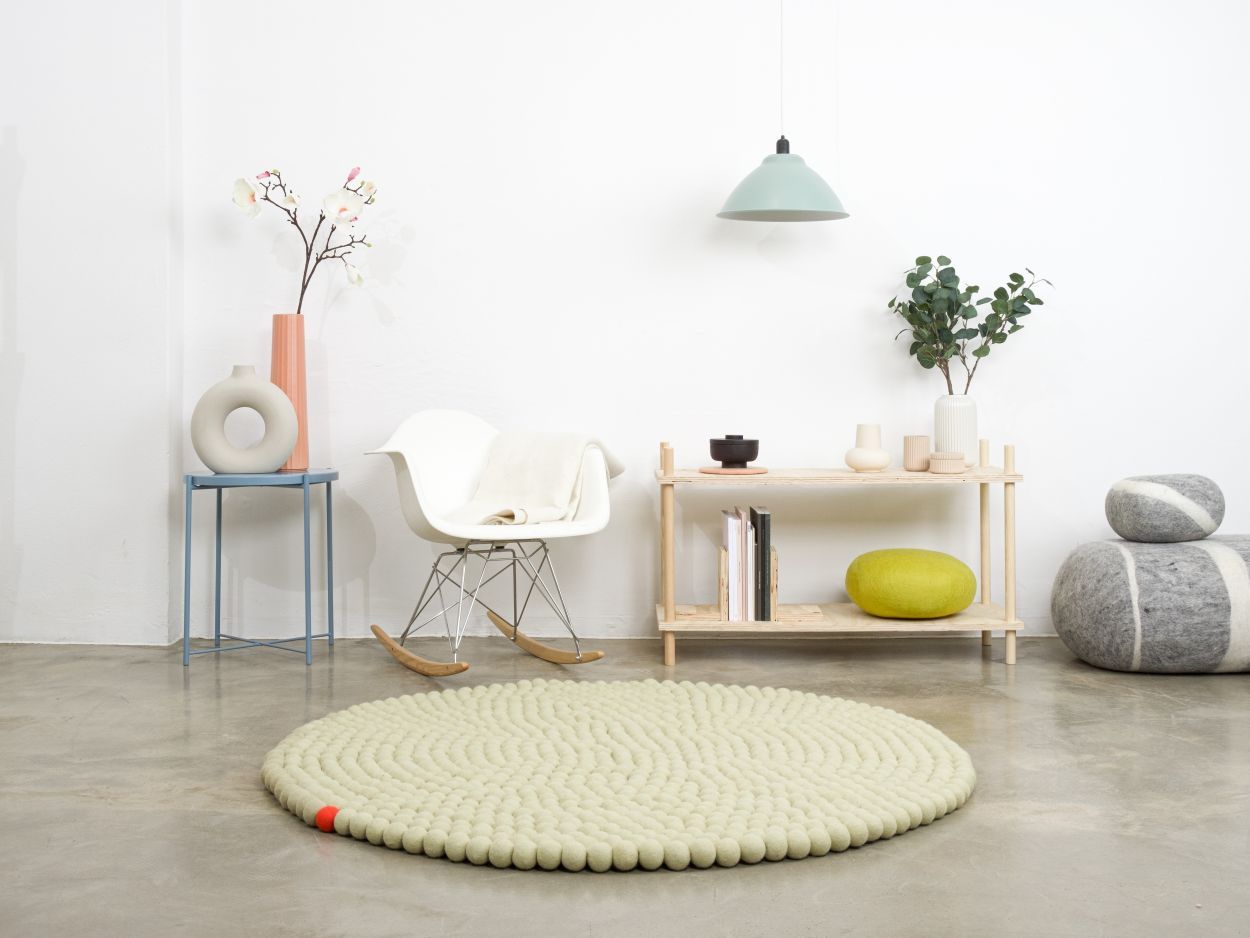 Big One Rund Filzteppich Ø 200 cm myfelt Grünbeige