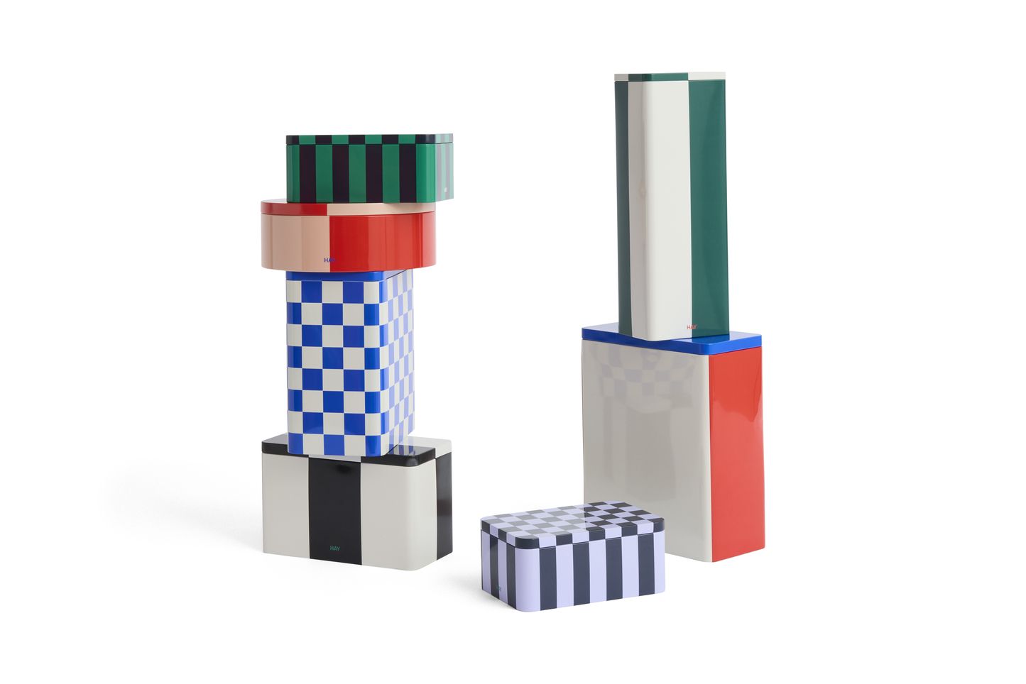Tin Container Large Off-White and Red Aufbewahrungsbox Hay