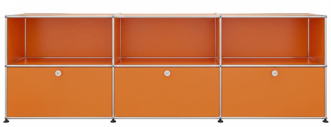 USM Haller Sideboard 3 Offen / 3 Klappen Reinorange