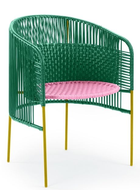 Caribe Dining Chair Stuhl Outdoor ames Smaragdgrün / Kaugummirosa / Currygelb