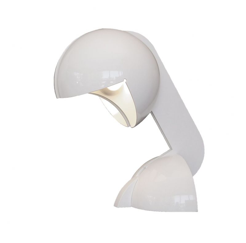 Weiße Ruspa Tischleuchte von Martinelli Luce, modernes Design für Schreibtisch und Nachttisch.