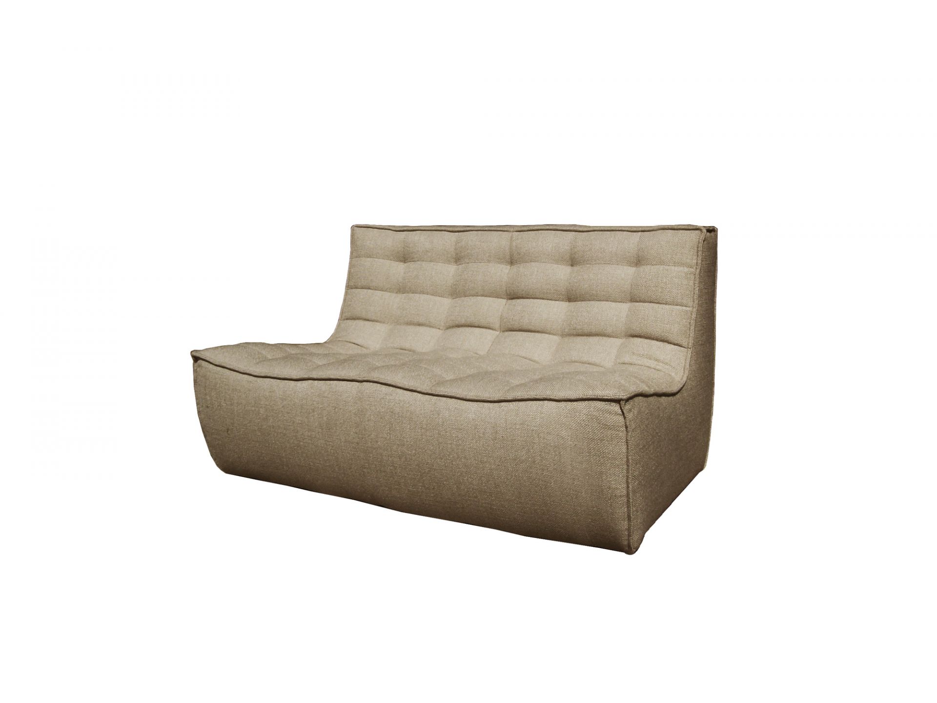 N701 Sofa von Ethnicraft, 2-Sitzer in Beige mit gesteppter Polsterung, modernes Wohnzimmer Möbel.