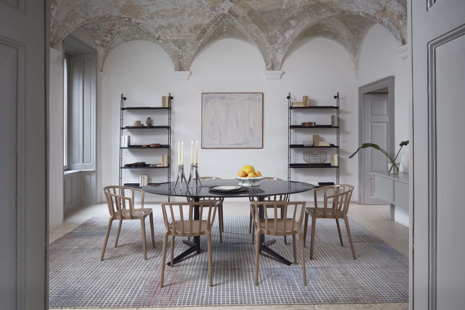 Adam Wood Regal 5 Ablagen / 2 Regalsteher Esche schwarz Kartell EINZELSTÜCK