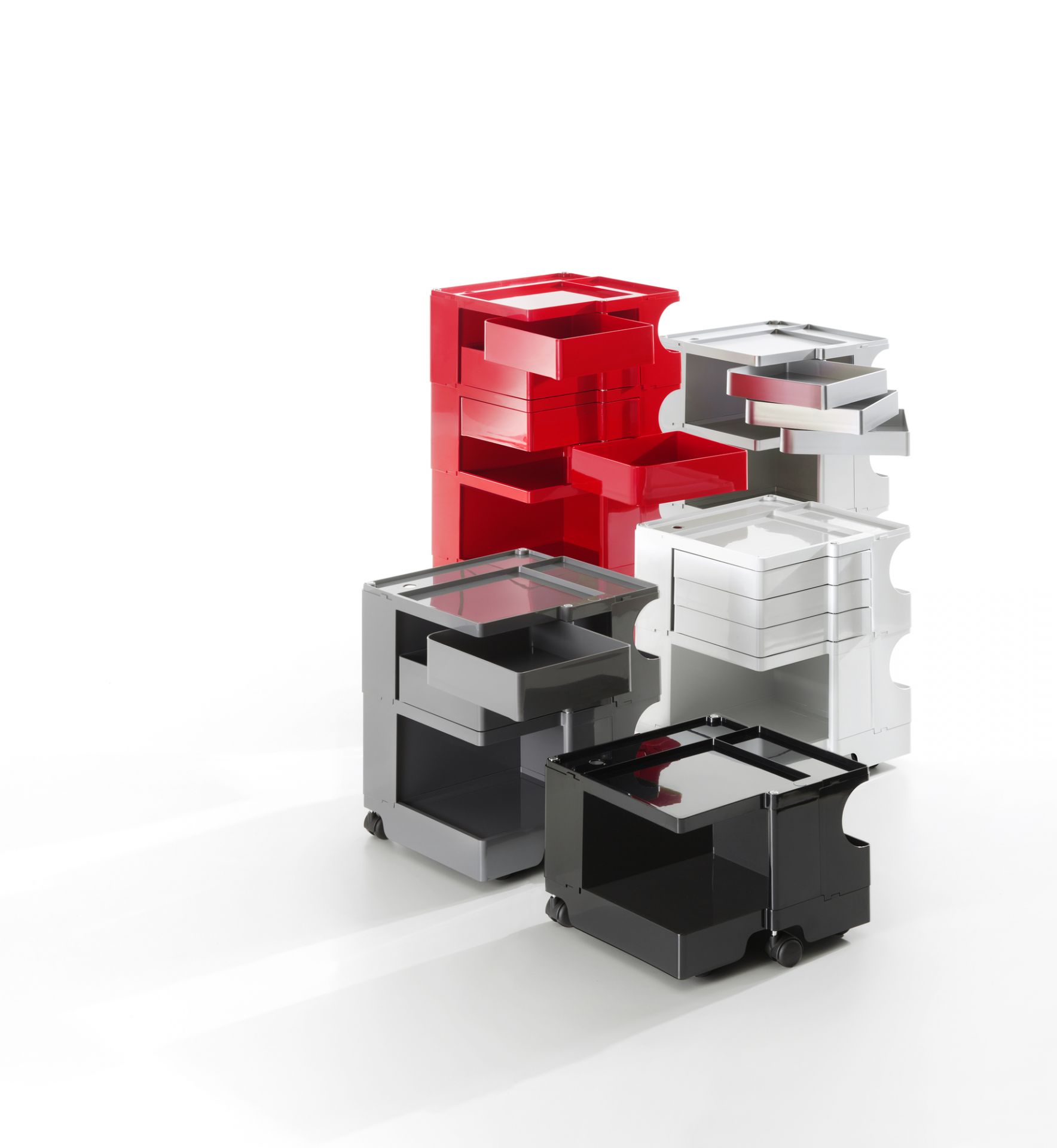 Schwarzer Boby Rollcontainer mit Schubladen und Ablageflächen, ideal für Büro und Arbeitszimmer.