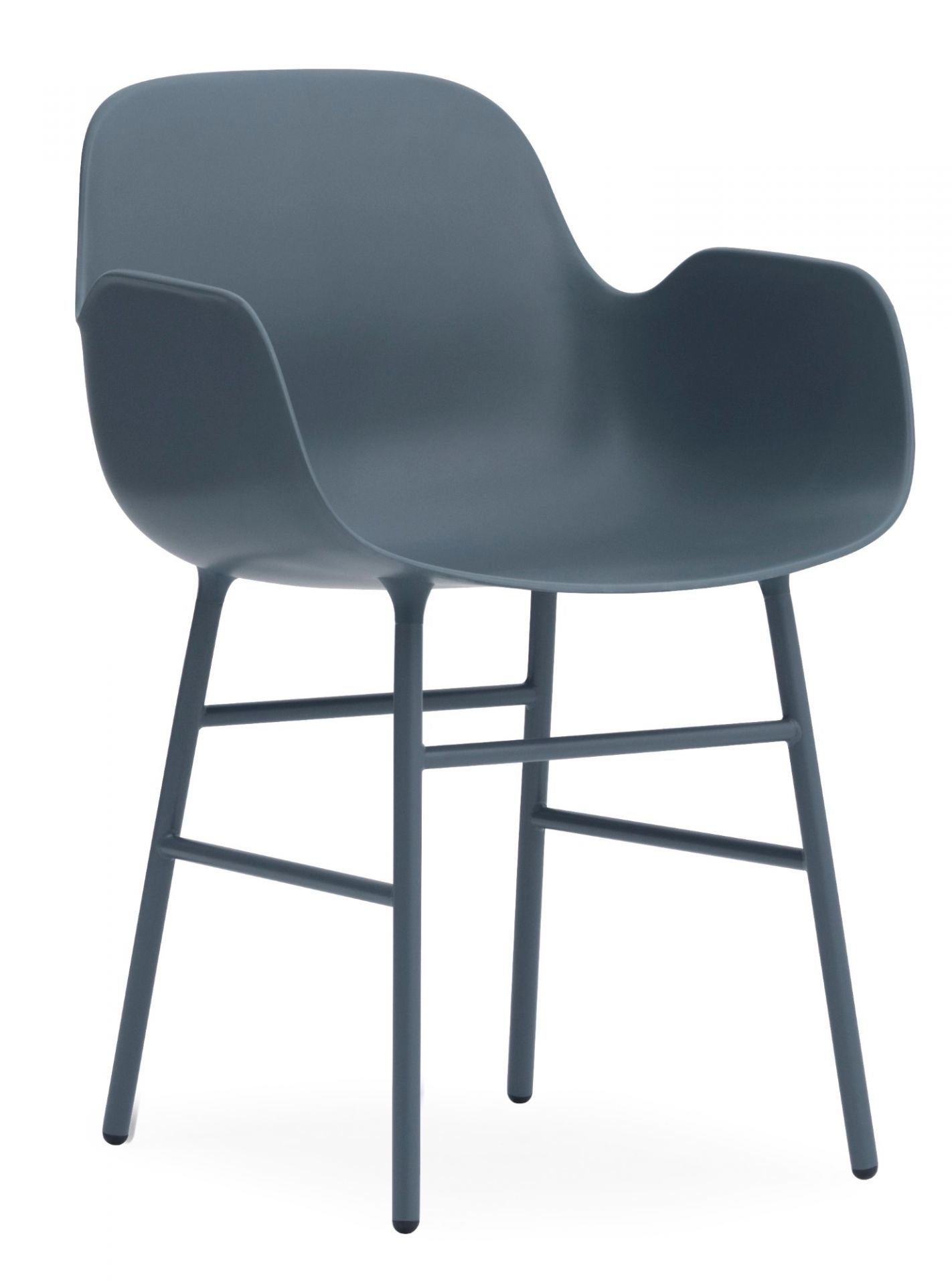 Blauer Form Armchair Lehnstuhl von Normann Copenhagen mit Stahlgestell, modernes Design.