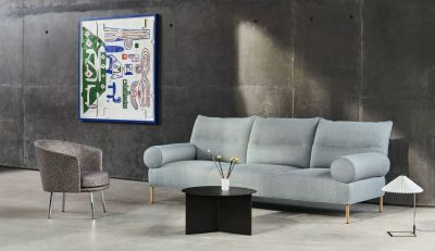 Pandarine 3-Sitzer Sofa mit Zylinderarmlehnen Re-wool 828 / Eiche geölt Hay