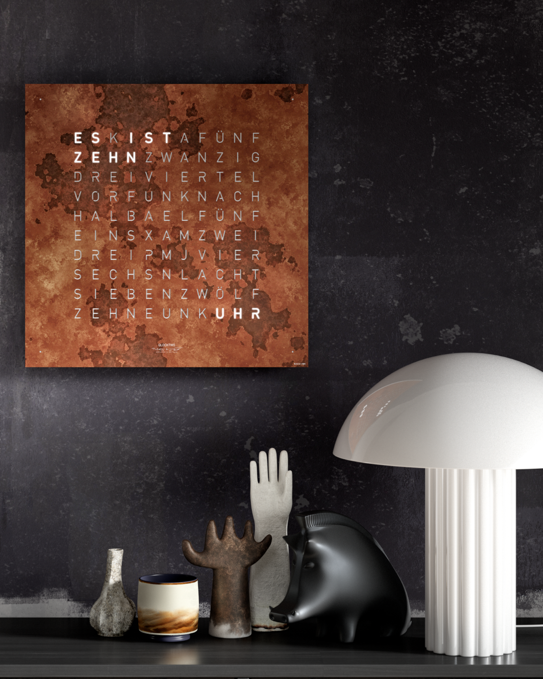 Earth 45 Creator's Edition Wanduhr / Zeitobjekt Deutsch QLOCKTWO