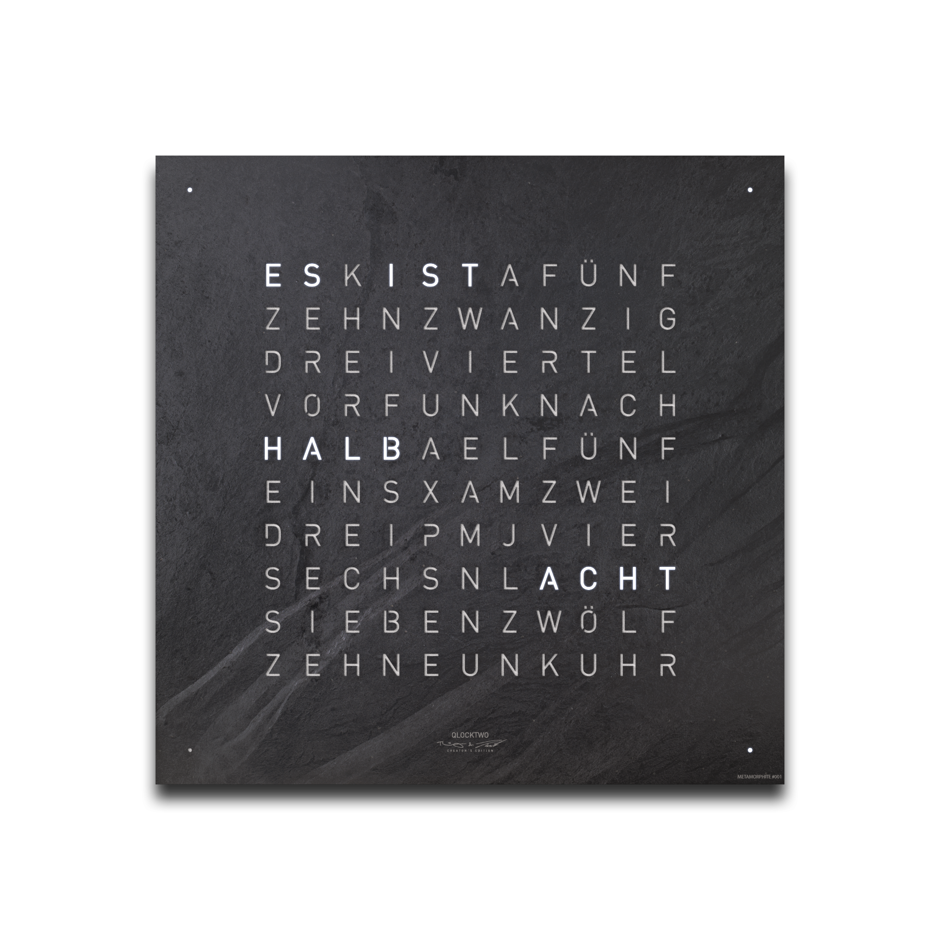 Frontcover für Earth 45 Wanduhr / Zeitobjekt Deutsch QLOCKTWO