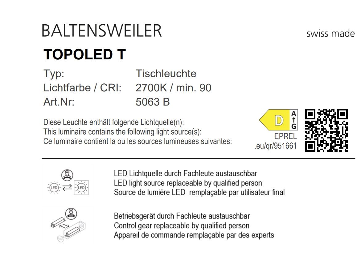 TOPOLED T Tischleuchte Bronze Baltensweiler