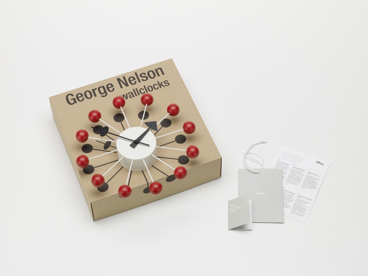 Ball Clock Wanduhr - rot Vitra