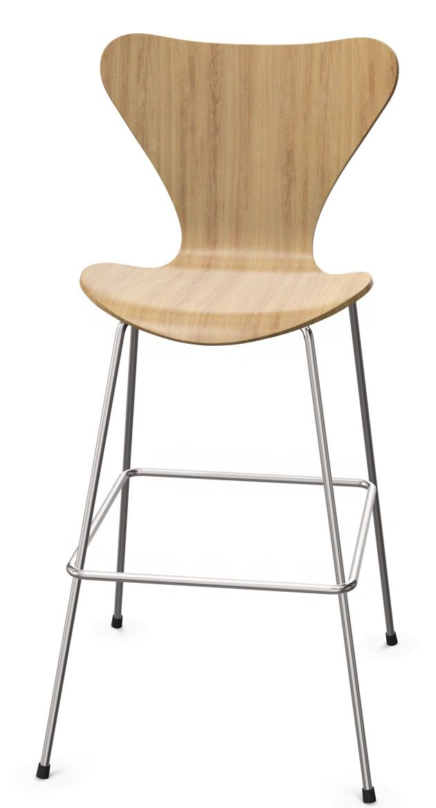 Siebener Barhocker 3197 ungepolstert EICHE Gestell CHROM Fritz Hansen EINZELSTÜCKE