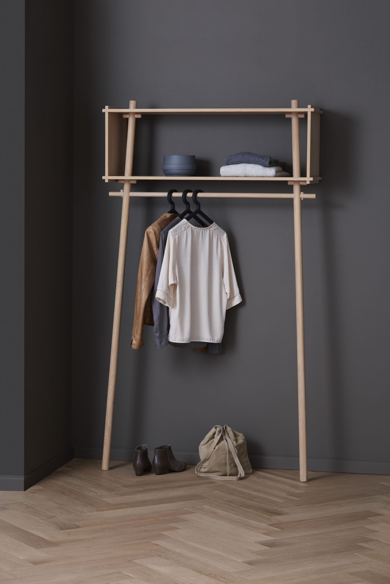 Töjbox Anlehngarderobe Woud Bx80 cm Eiche schwarz