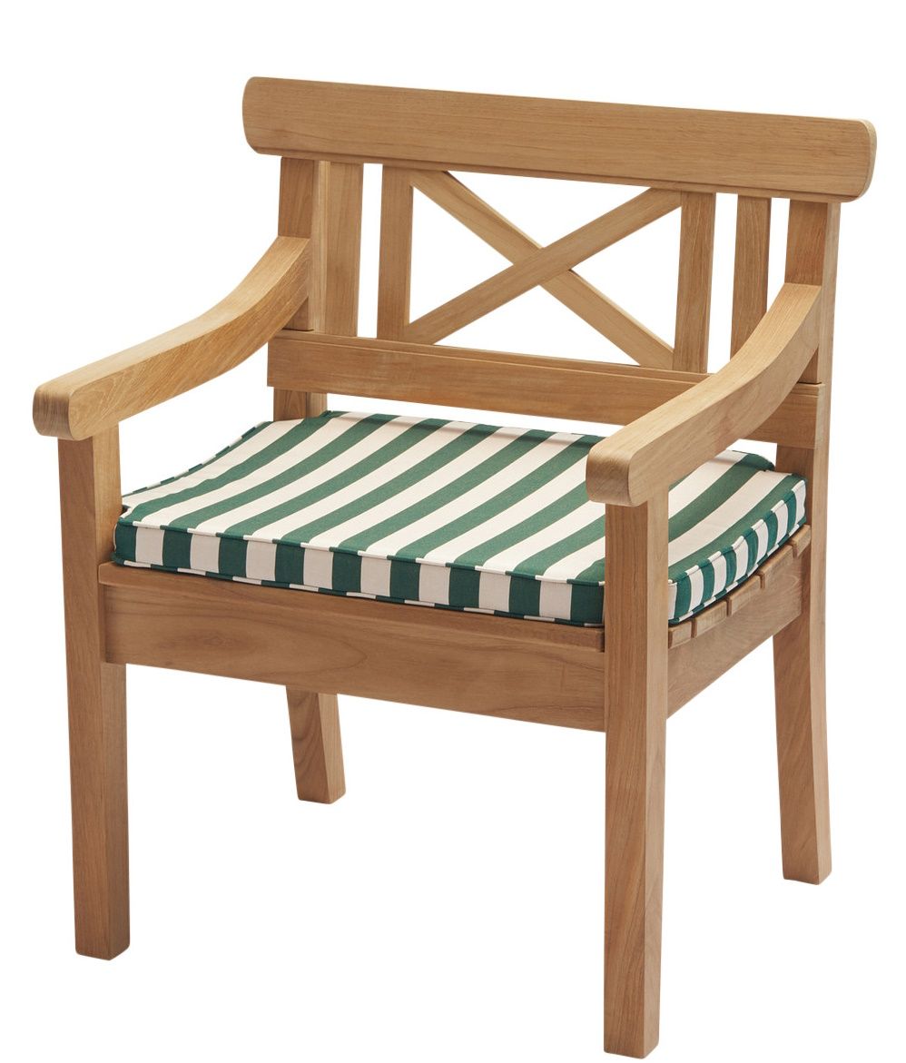 Drachmann Stuhl Cushion Sitzkissen Outdoor Skagerak by Fritz Hansen Helles Apricot / Dunkelgrüne Streifen