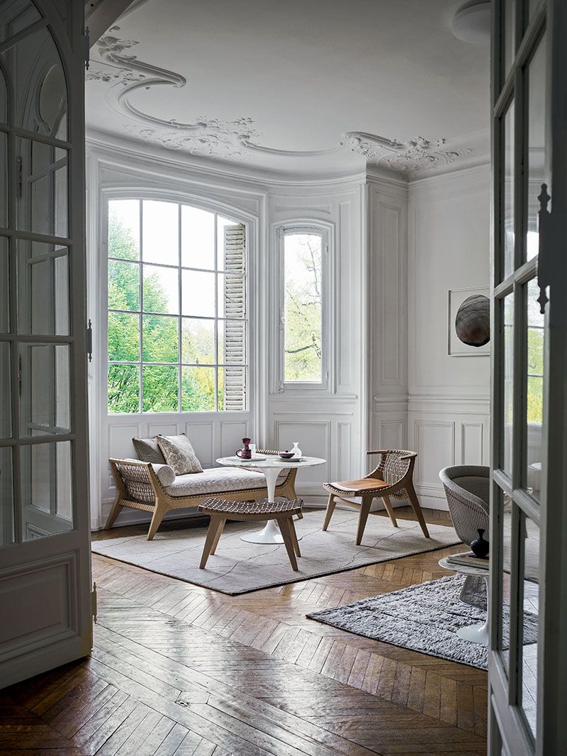 Klismos Lounge Sessel mit Filzgleitern Knoll International