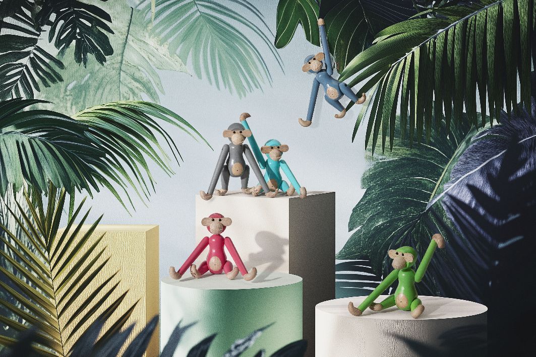 Affe Mini farbig Kay Bojesen Grau