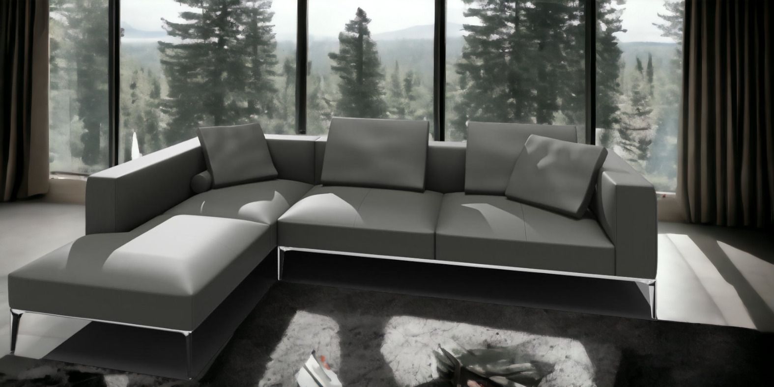 Jaan Living 3 Sitzer Sofa mit 2 Rückenkissen, 2 Komfortkissen & 2 Komfortrollen Kombi Q21 Walter Knoll Stoff Garbo Moonlight