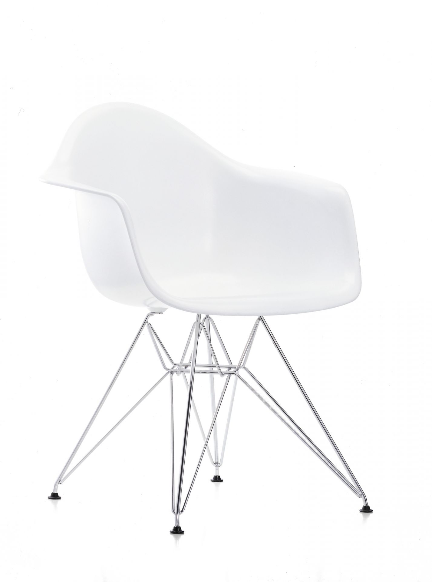 Eames Plastic Arm Chair DAR Stuhl Vitra Verchromt - Weiss
