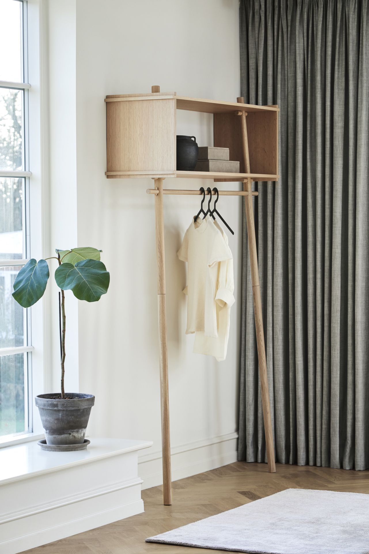 Töjbox Anlehngarderobe Woud Bx80 cm Eiche schwarz