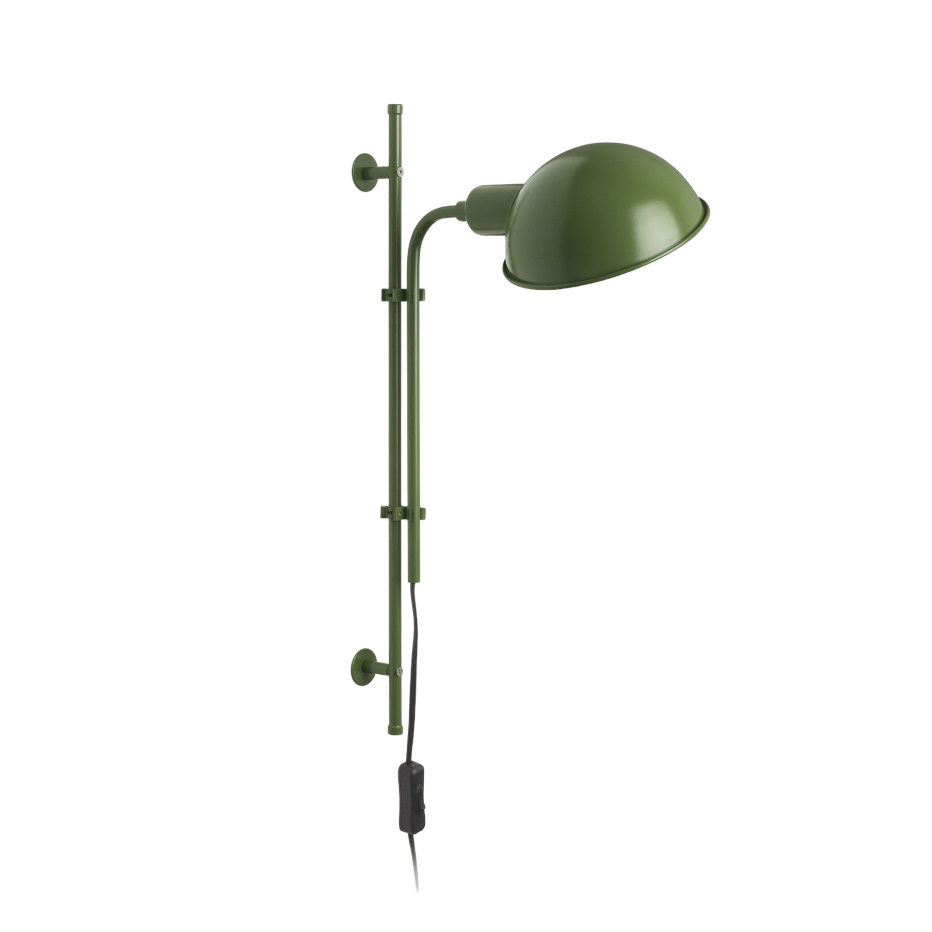 Grüne Funiculí Wandleuchte von Marset: Verstellbare Wandlampe mit Schirm und Kabel.