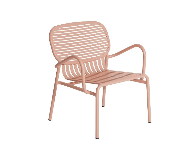 Week-End Garden Armchair Sessel Petite Friture Blush, Gartenmöbel aus Metall in Rosa.