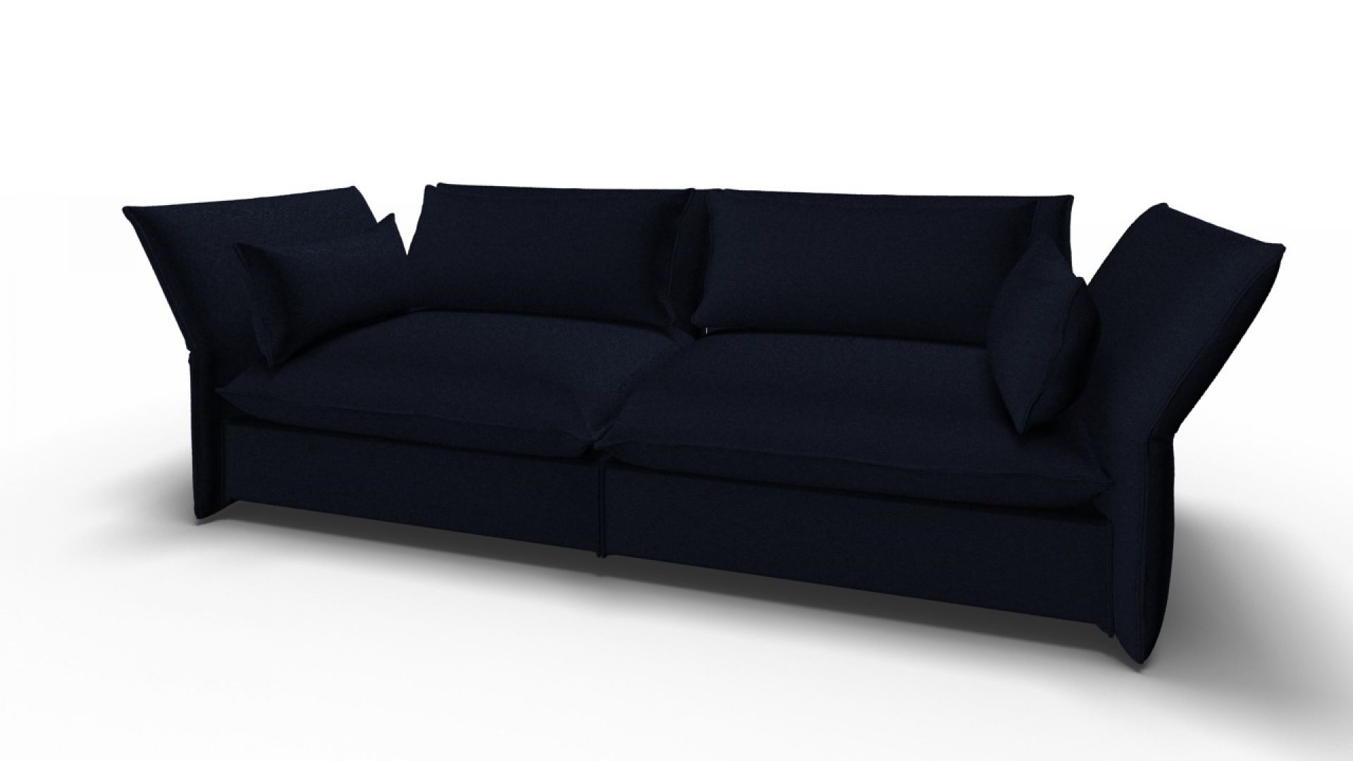 Dunkelblaues Mariposa Sofa von Vitra, ein modernes 3-Sitzer Sofa mit weichen Kissen.