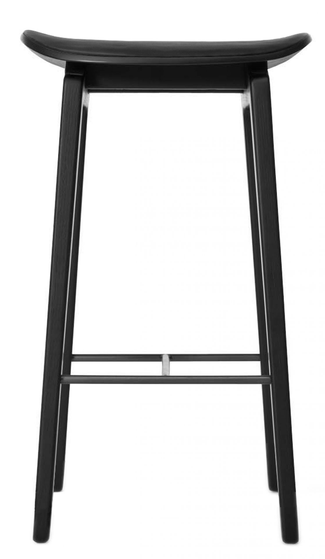 NY11 New York Barhocker gepolstert NORR11 Eiche natur Leder Ultra schwarz 75 cm