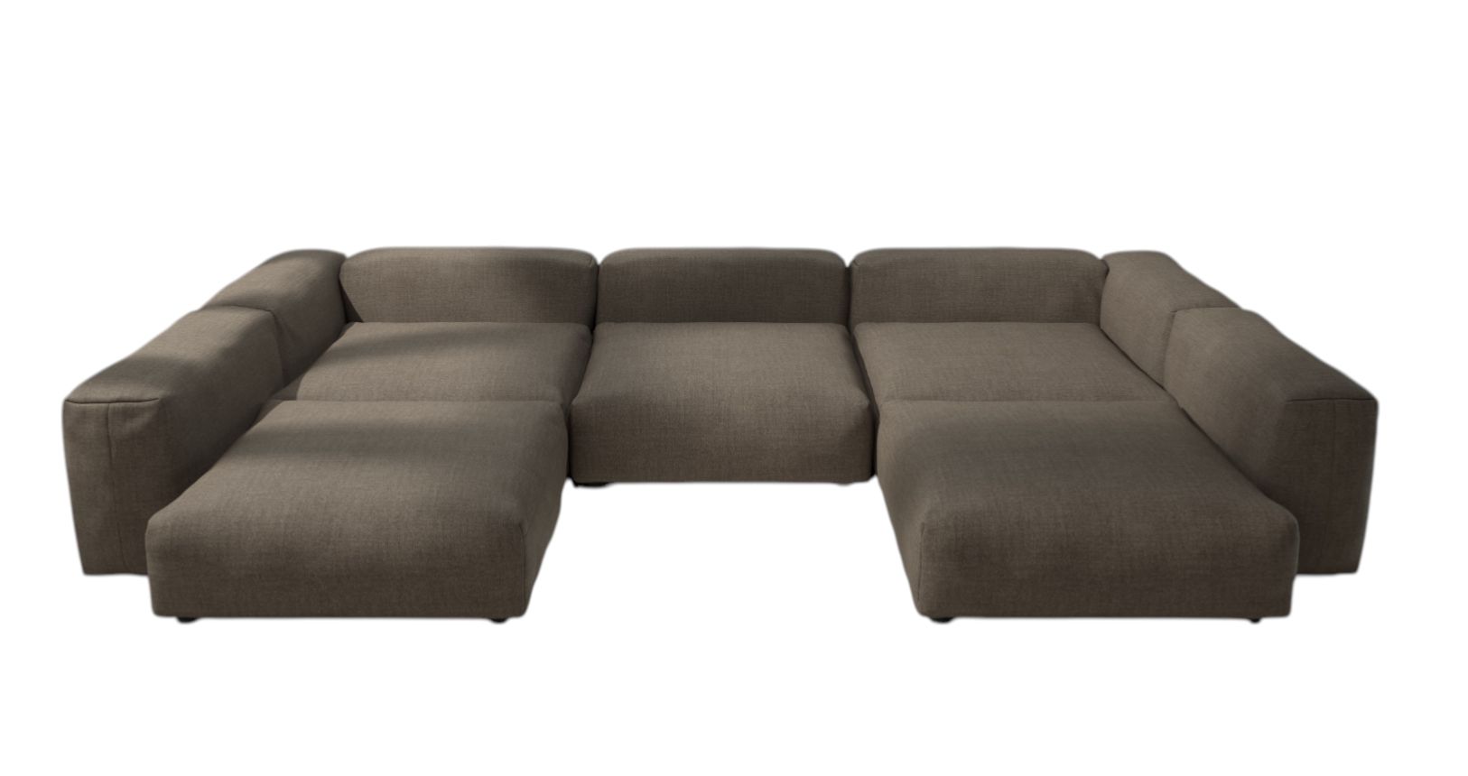 Vetsak Sofa Set 06 Outdoor, braunes modulares Lounge Sofa für 6,5 Personen, moderne Gartenmöbel.