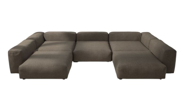 Vetsak Sofa Set 06 Outdoor, braunes modulares Lounge Sofa für 6,5 Personen, moderne Gartenmöbel.