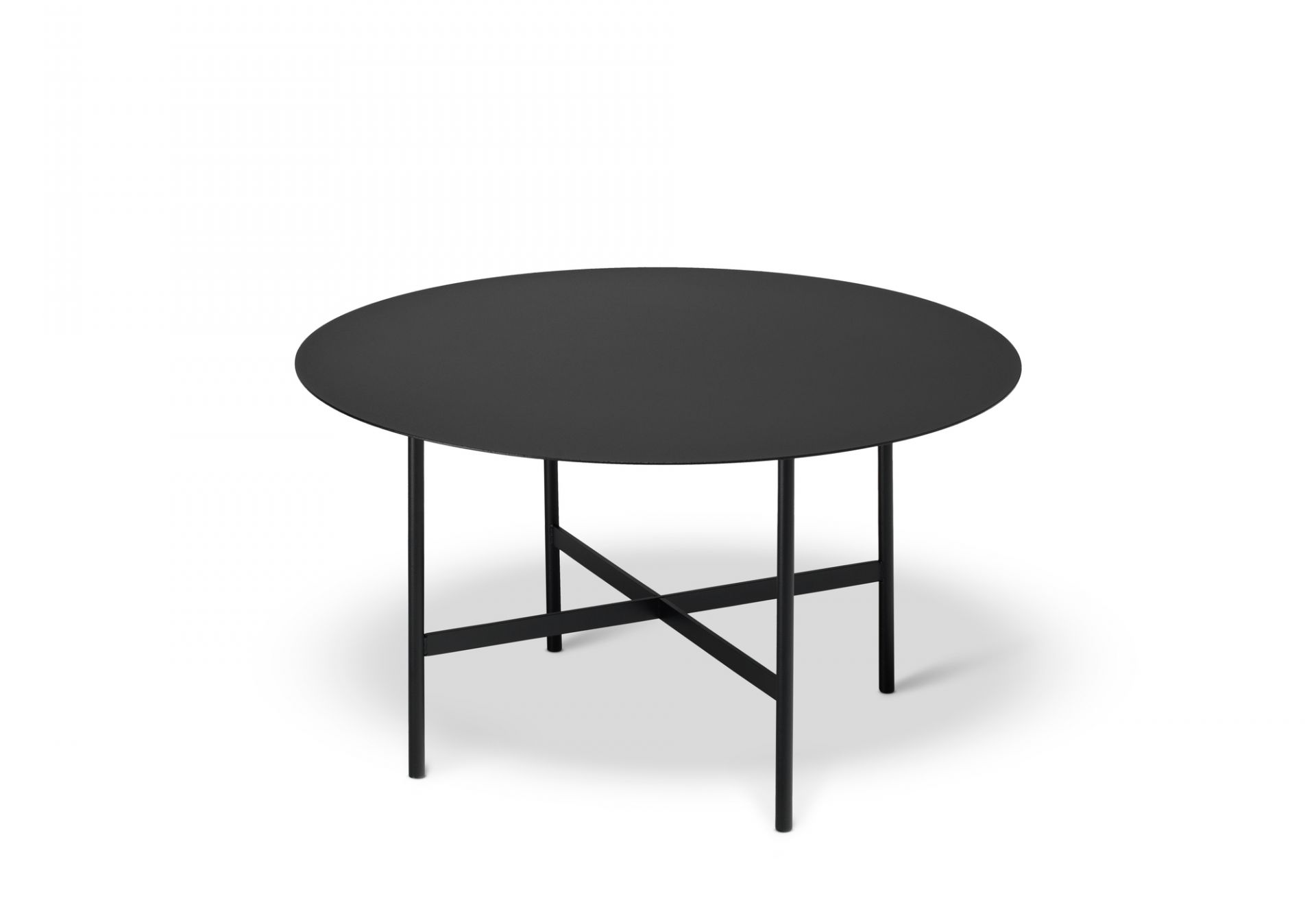 BETA Couchtisch, groß, tiefschwarz von Müller Möbelfabrikation. Runder Beistelltisch aus Metall.