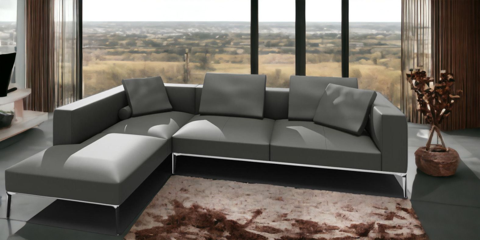 Jaan Living 3 Sitzer Sofa mit 2 Rückenkissen, 2 Komfortkissen & 2 Komfortrollen Kombi Q21 Walter Knoll Stoff Garbo Moonlight
