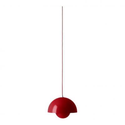 Rote VP1 Flowerpot Pendelleuchte von AndTradition, moderne Hängelampe für Wohnzimmer und Esszimmer.