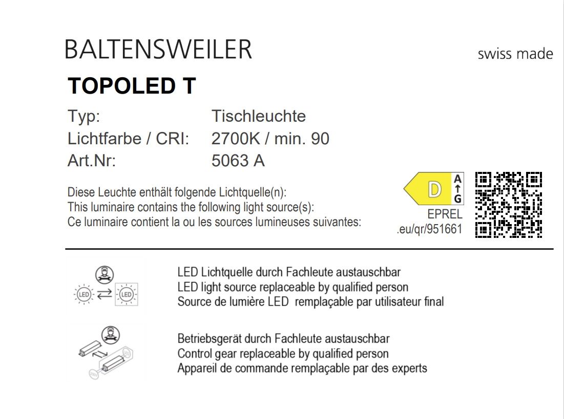 TOPOLED T Tischleuchte Baltensweiler