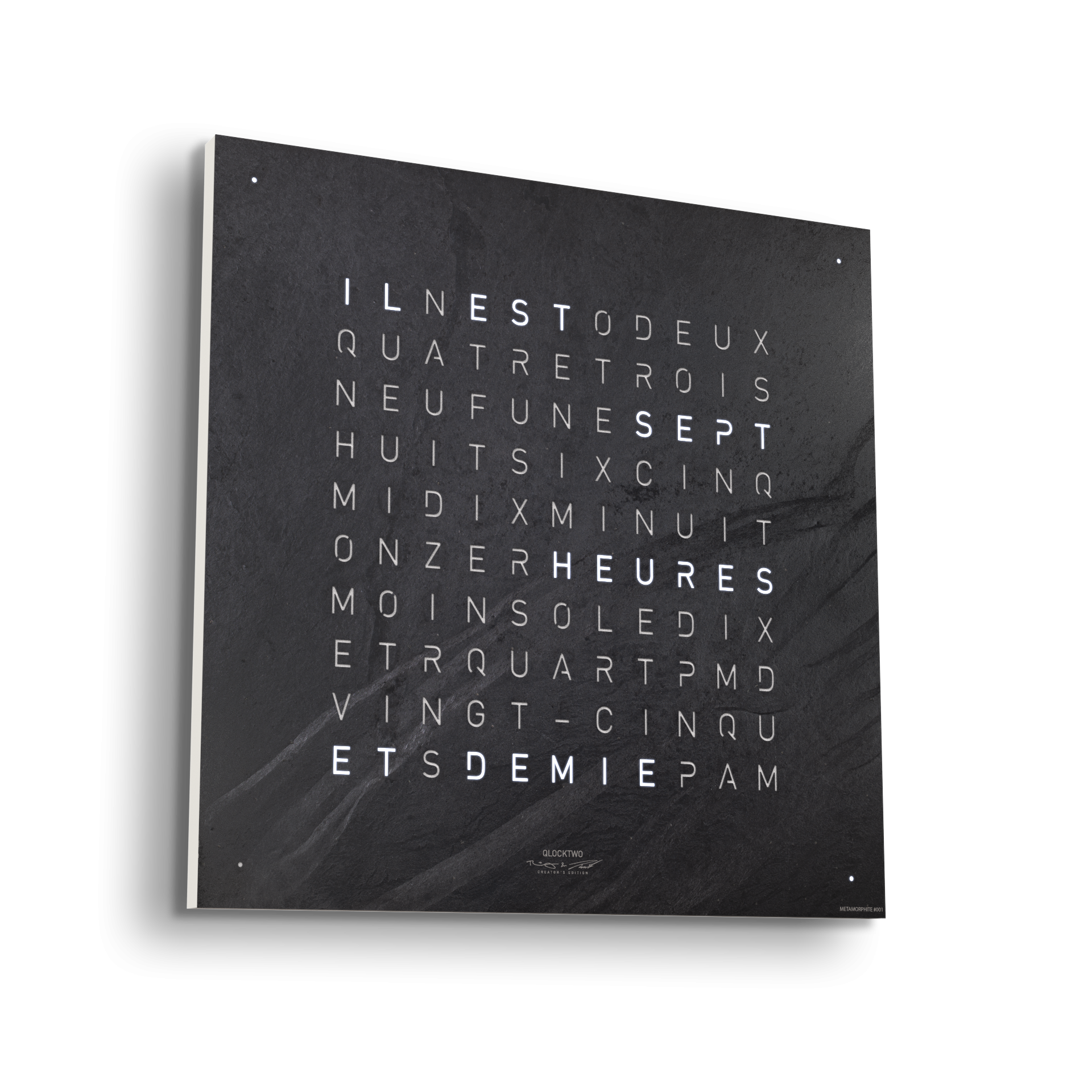 Earth 45 Creator's Edition Wanduhr / Zeitobjekt Französisch QLOCKTWO
